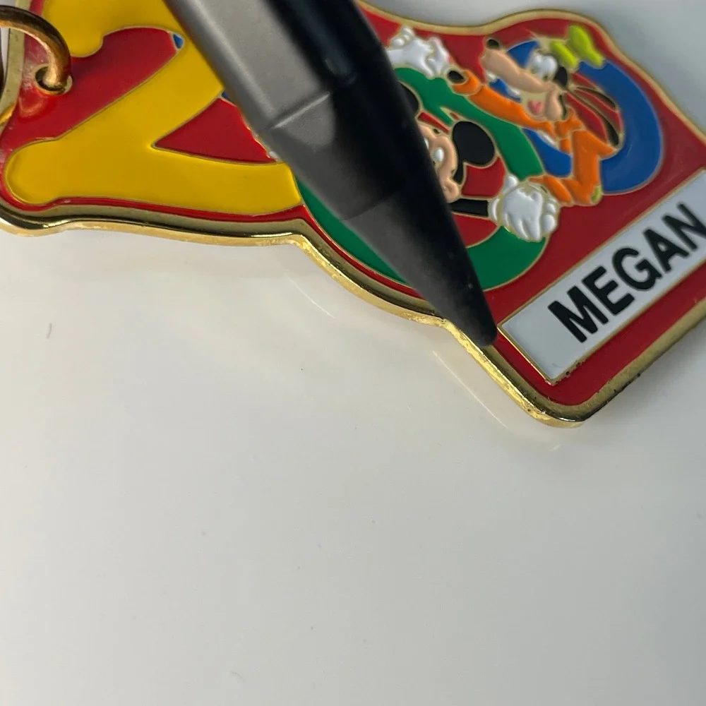 Disney World Keychain Vintage Megan Mickey Donald Goofy Celebrate Blue